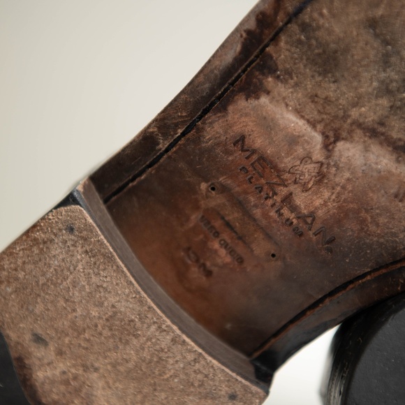 MEZLAN Bellini Mens 13M Black Ostrich Leg Eel Square Toe Leather Dress Shoes - Picture 8 of 8